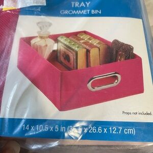 Pink fabric foldable storage bin new 14x10x5